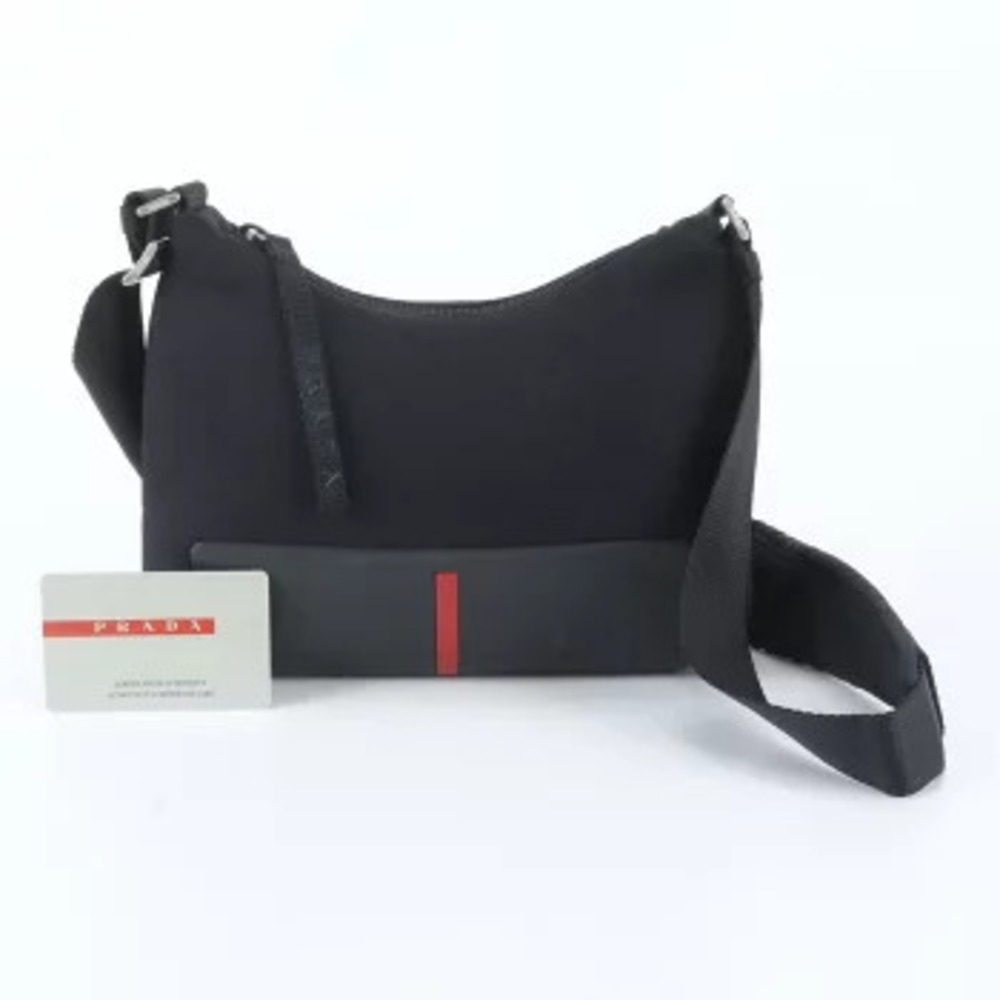 Prada Sport Leather Shoulder Bag Black